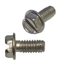 #8-32 X 3/8" Hex Washer Head, Slotted, Thread Cutting Screw, Type-F, 410 Stainless